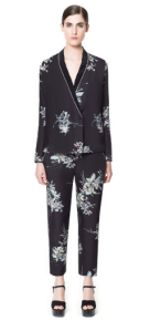 Zara - printed pyjama bottoms, printed silk blouse